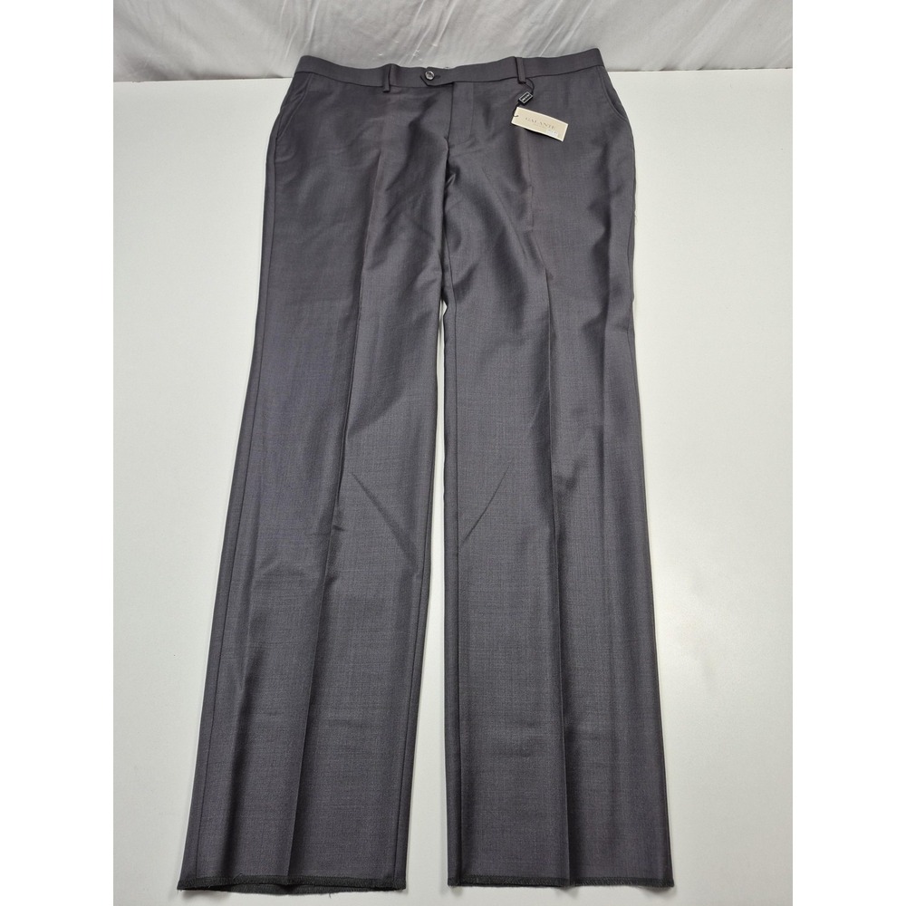 Galante Dress Pants Mens 44x36 Gray Wool Flat Front Unhemmed Italy NWT